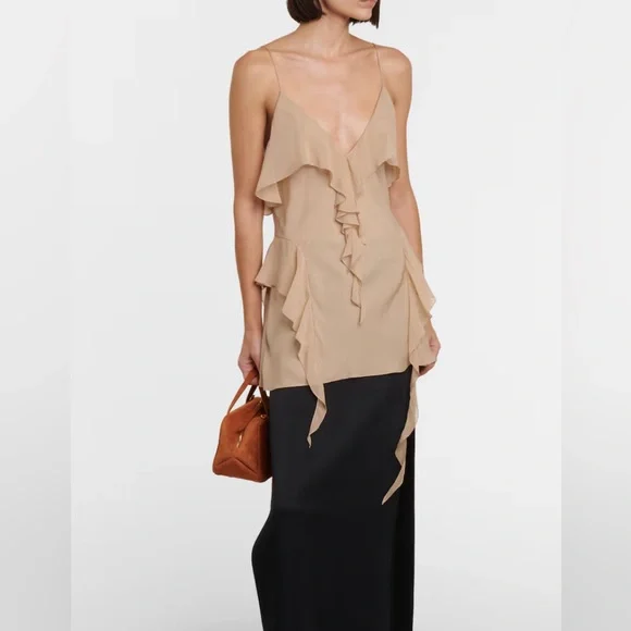 NWT KHAITE Piet ruffled silk georgette camisole - Picture 2 of 6